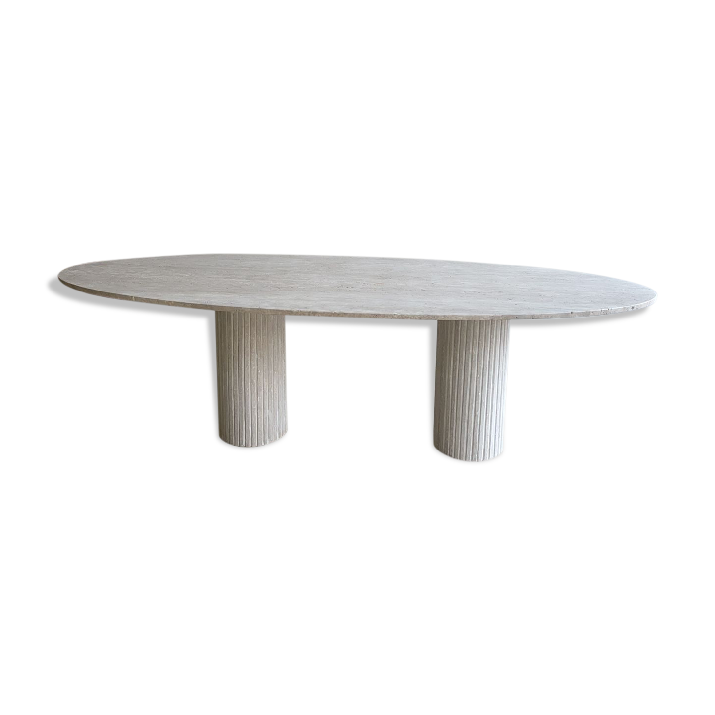 Calypso oval dining table - 150x90 - natural travertine