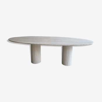 Oval dining table - 150x90 - natural travertine