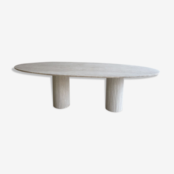 Calypso oval dining table - 150x90 - natural travertine