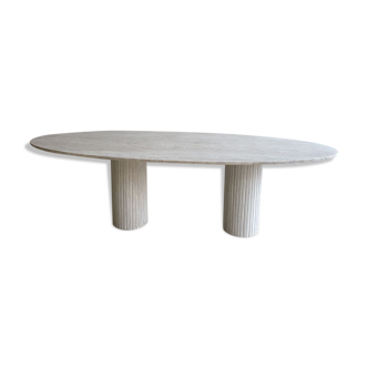 Calypso oval dining table - 150x90 - natural travertine