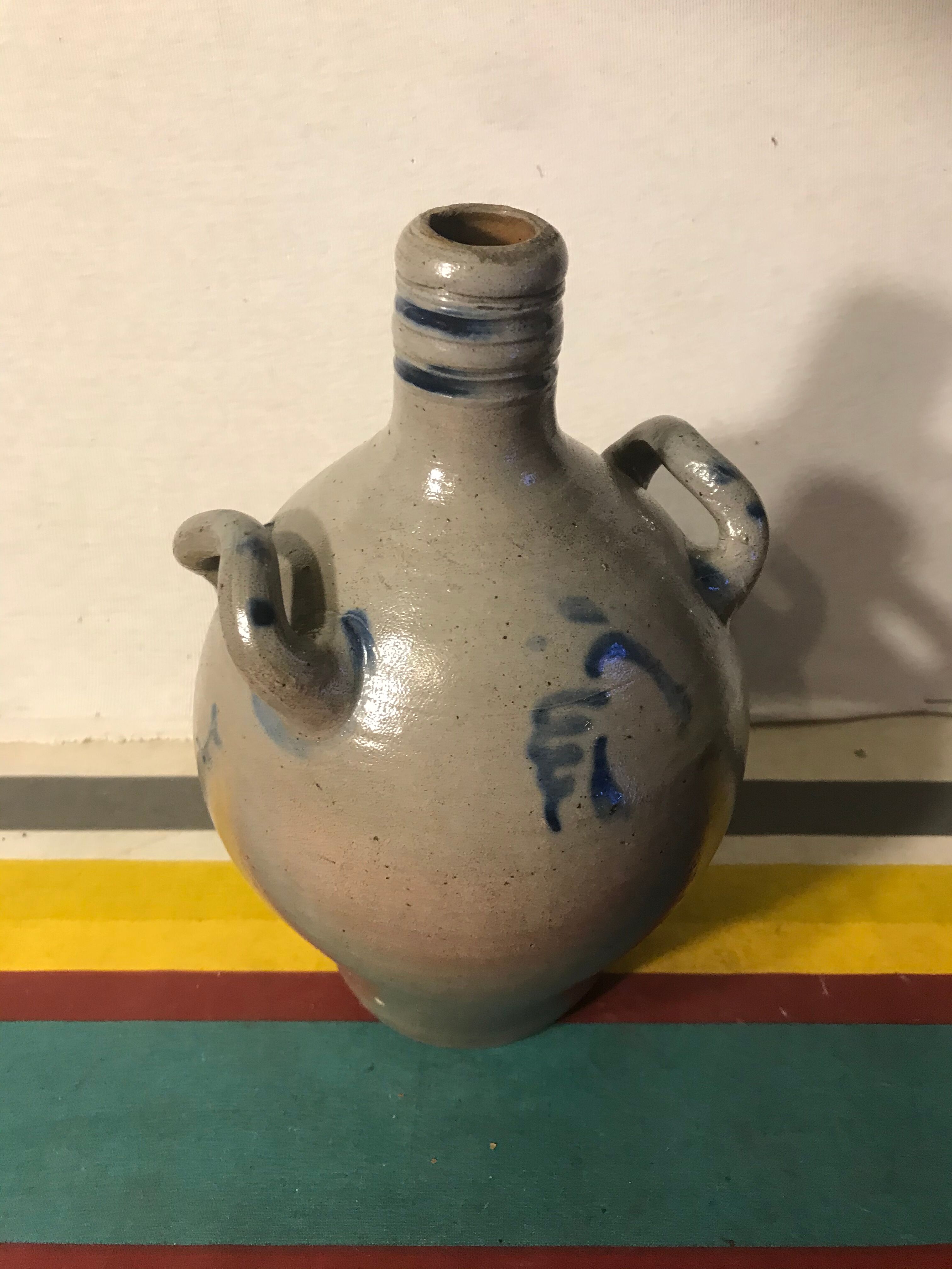 Lot 5 old blue sandstone 3 pots - carafe - vintage decoration tonneau