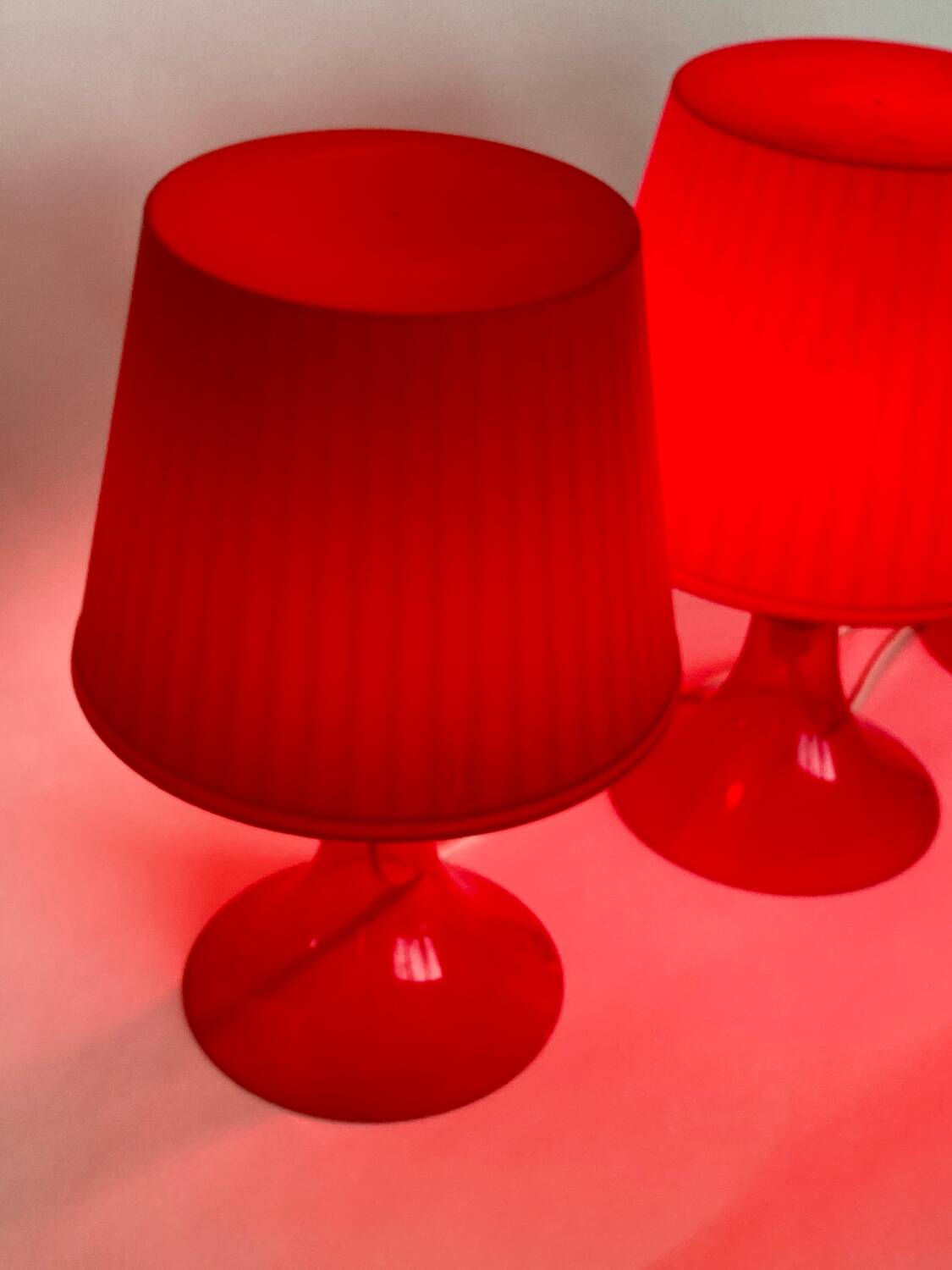 3 Lampes de table vintage ikea lampan rouge / bordeaux.