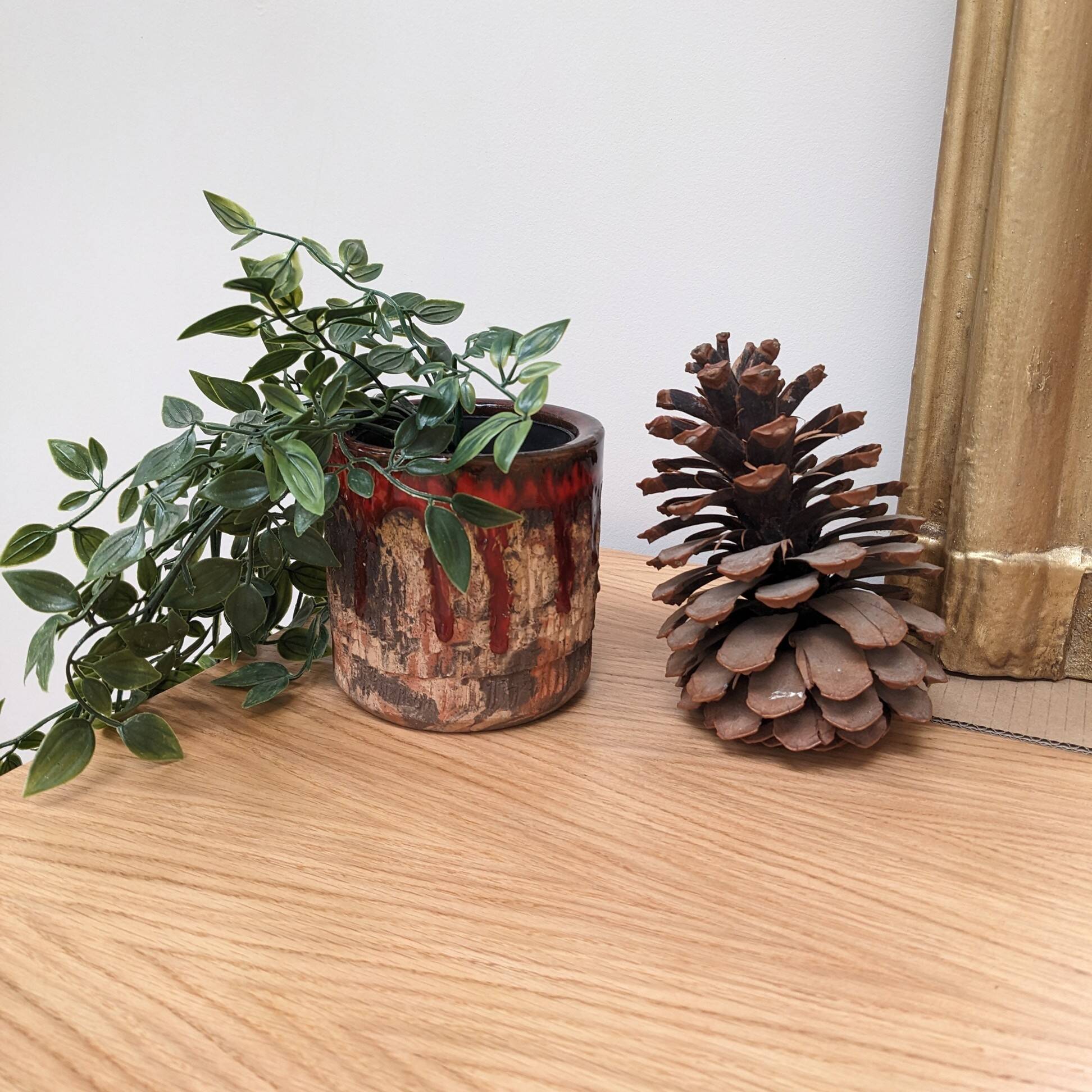 Brown and red ceramic pot
