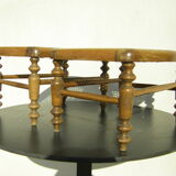 Paire de reposes-pieds en bois et cannage ancien