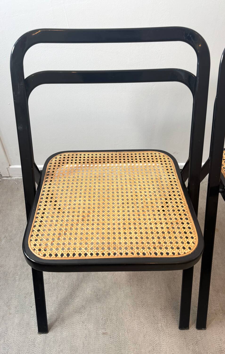 Pair of Italian caned chairs by Giorgio Cattelan for Cidue.