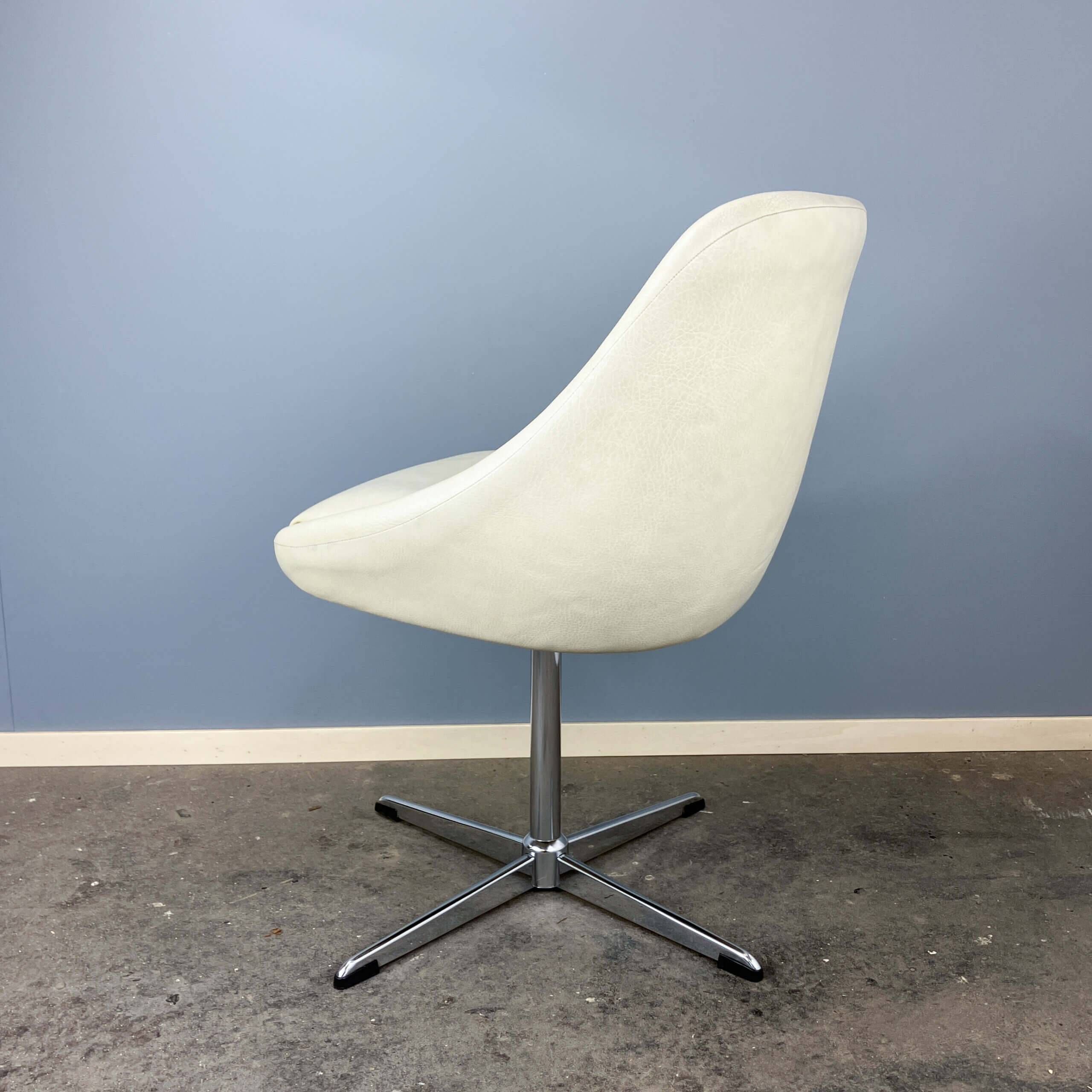 Swivel cocktail chair, chrome and faux leather,vintage from the 70s