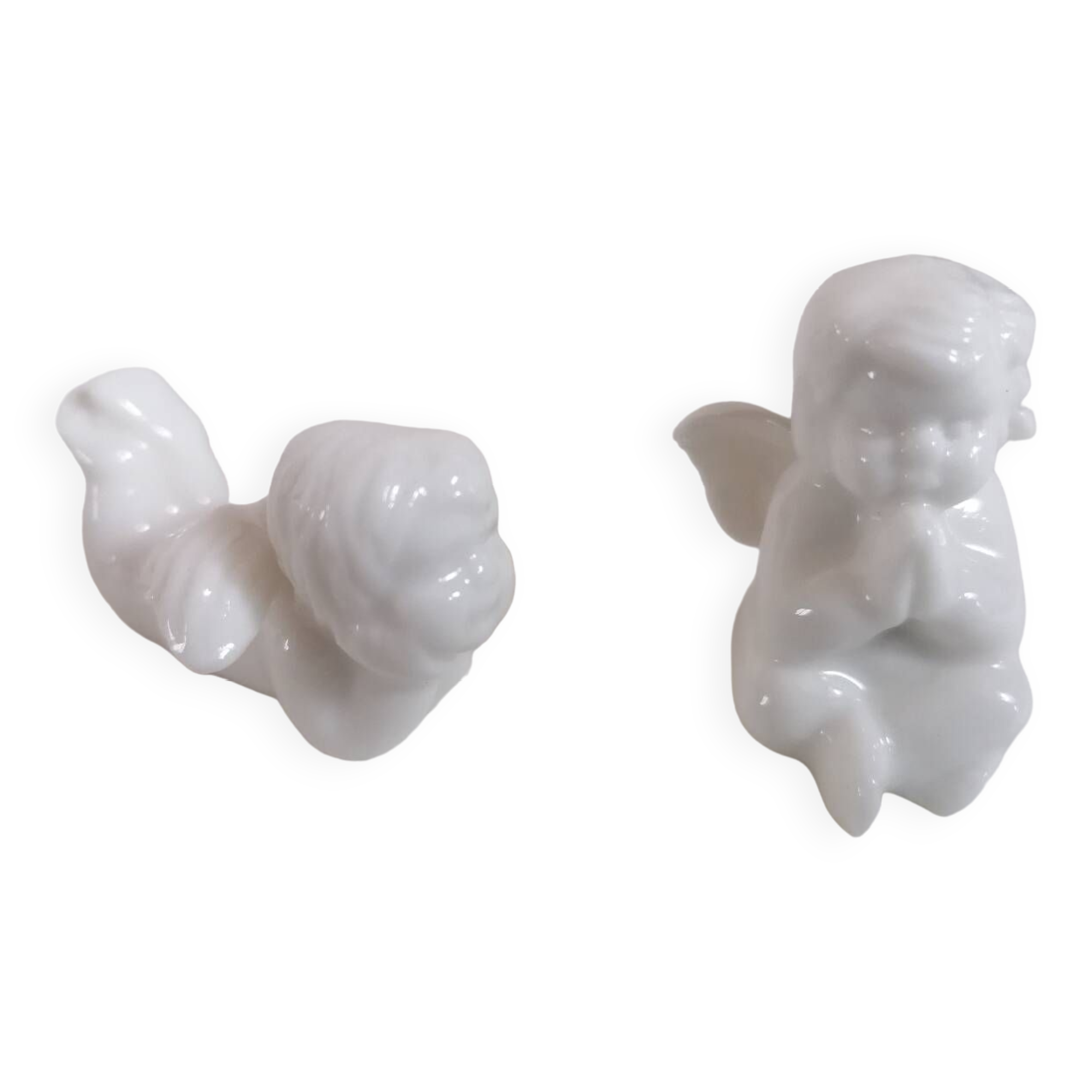 Lot 6 knife holders and 6 porcelain place markers putti angels