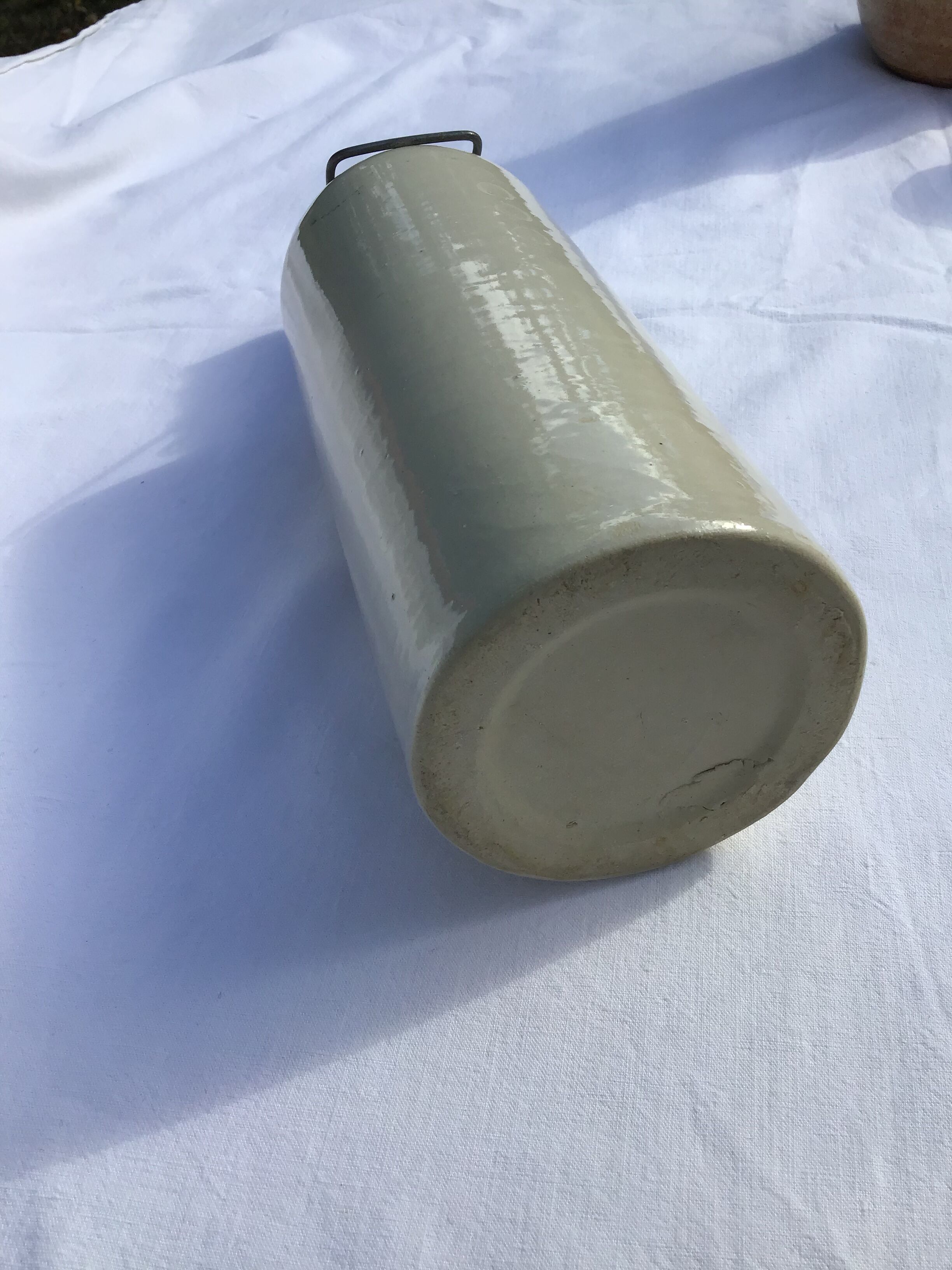 Old airtight white sandstone bottle