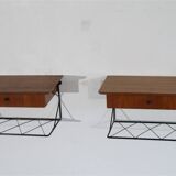 Pair of hanging teak bedside tables, 1960s