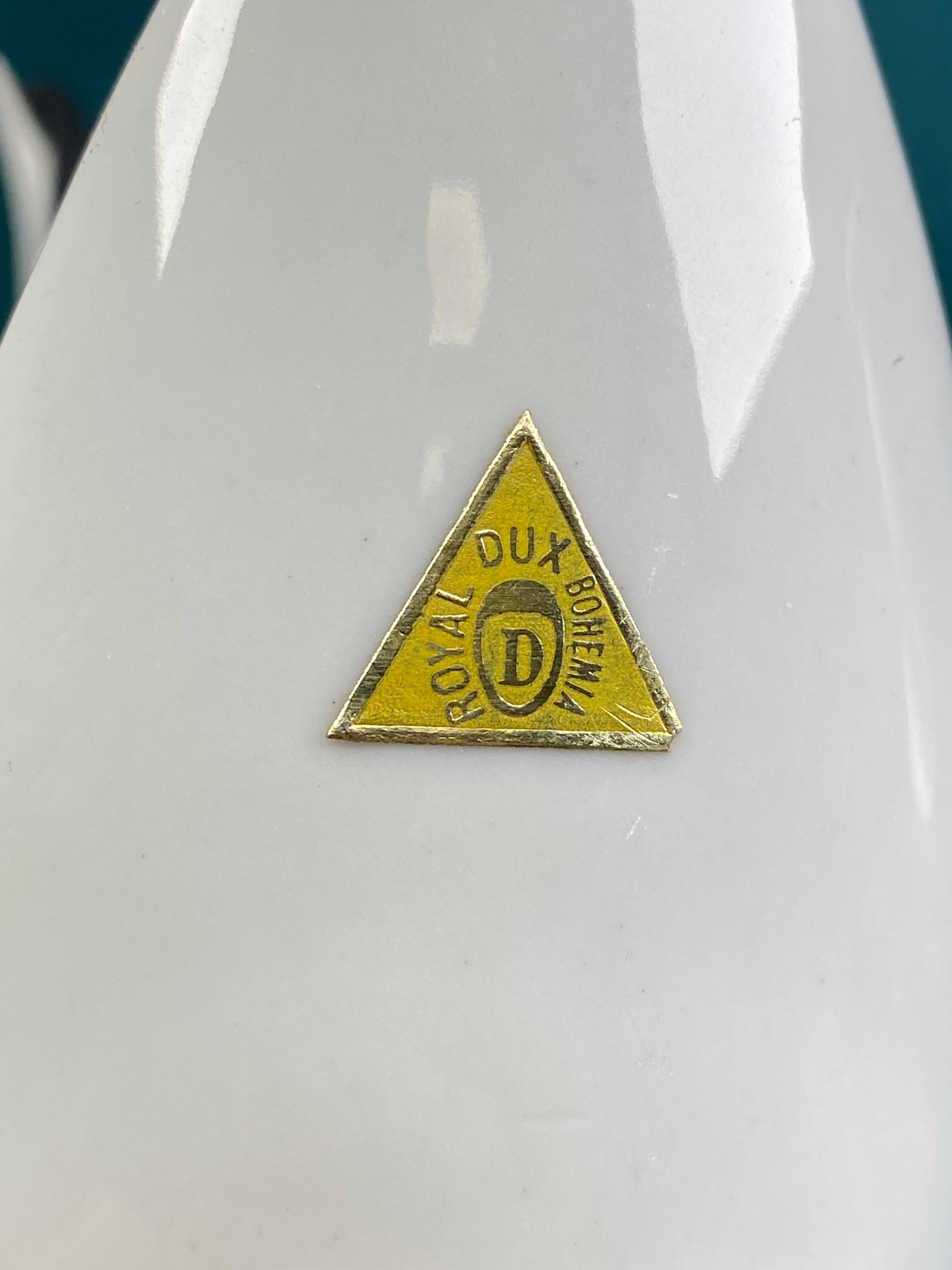 Black and white porcelain swan figurine from Czechoslovakia by Jaroslav Jezek Royal Dux 1960s