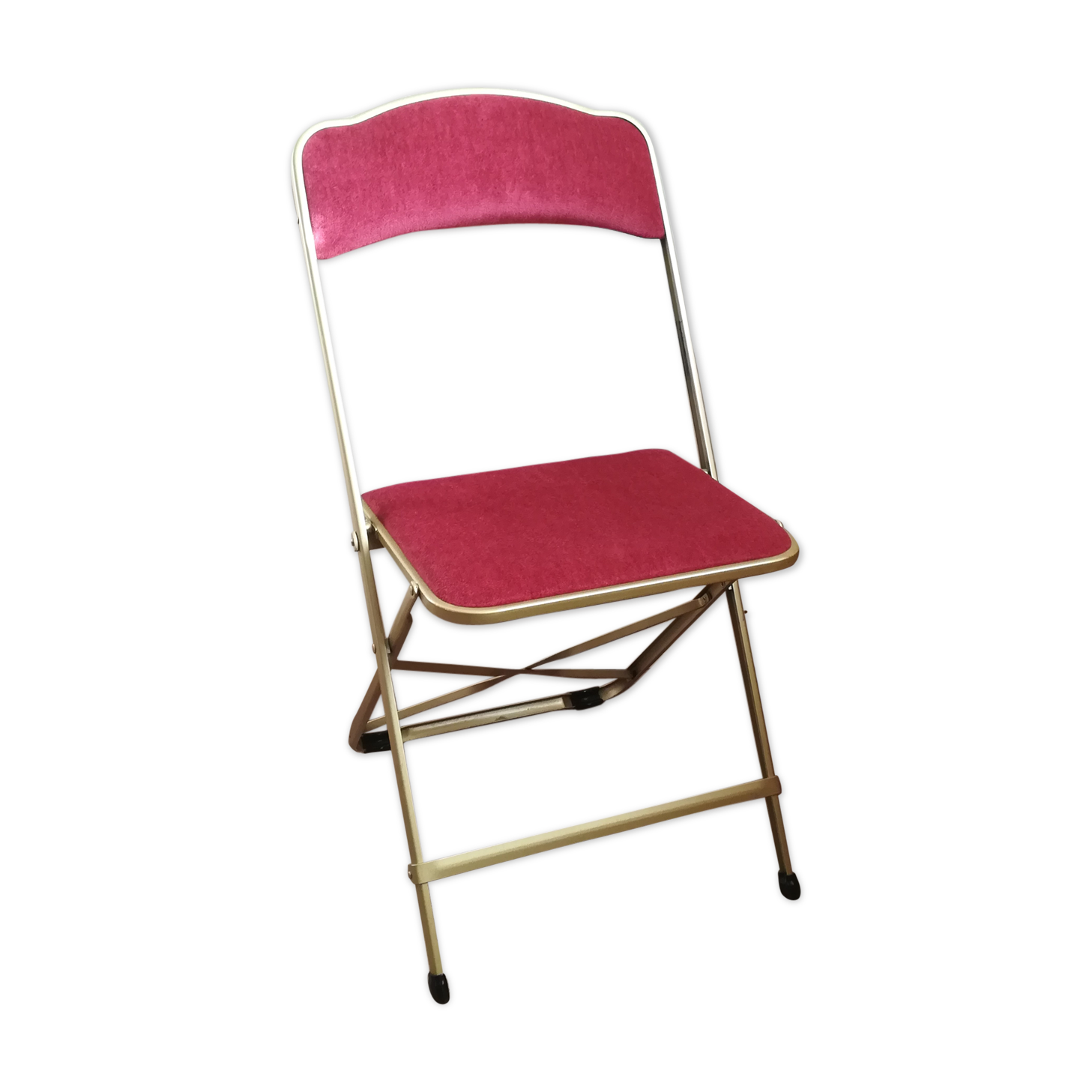 Pink velvet folding chair