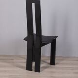 SET OF 4 VINTAGE 1970S WOOD AND LEATHER CHAIRS DESIGN P COSTANTINO FOR ELLO