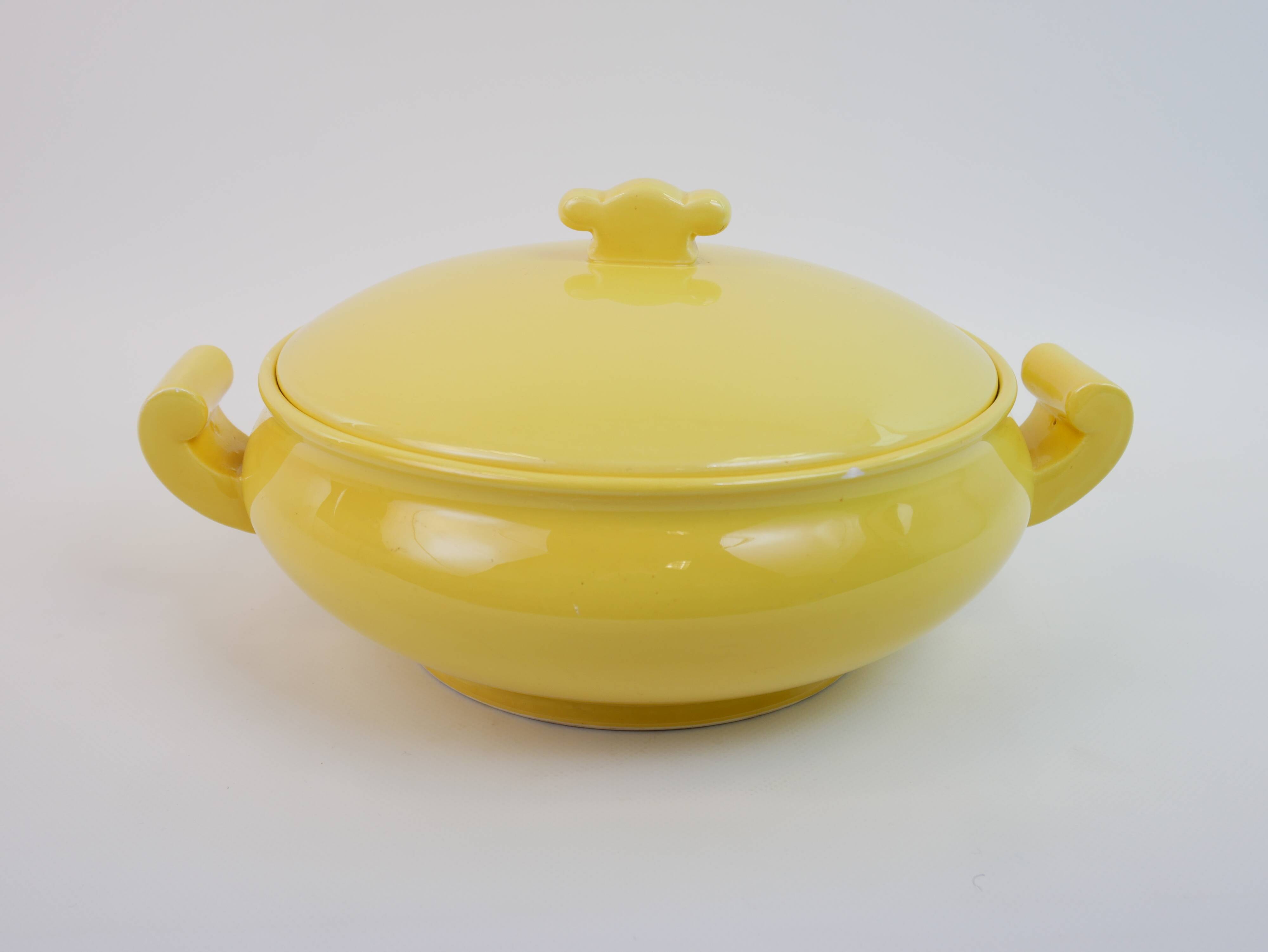 Large yellow modernist soup tureen