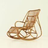 Fauteuil à bascule en bambou des années 1960's, Espagne.
