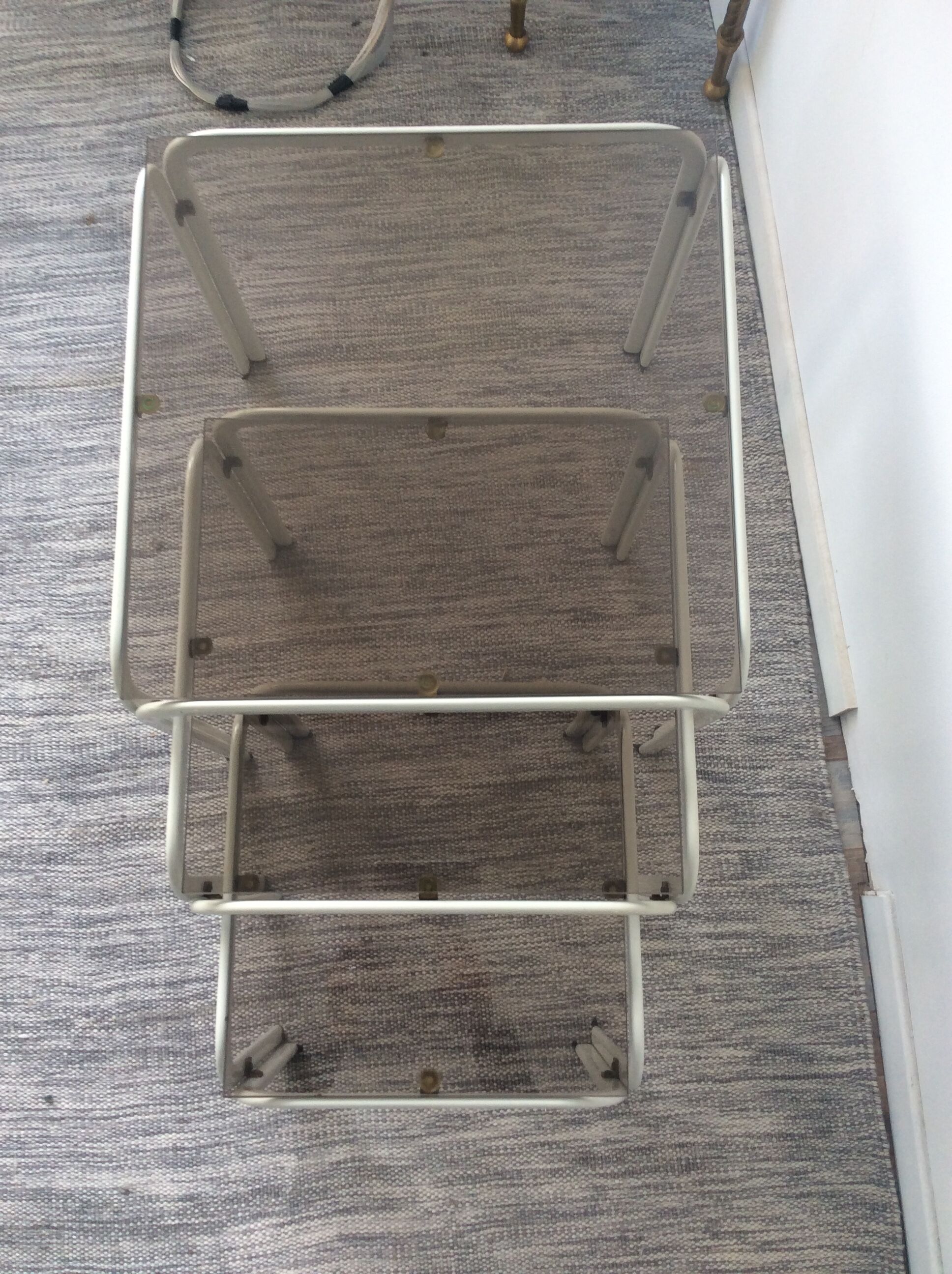 Series of 3 vintage pull-out tables from the 70s