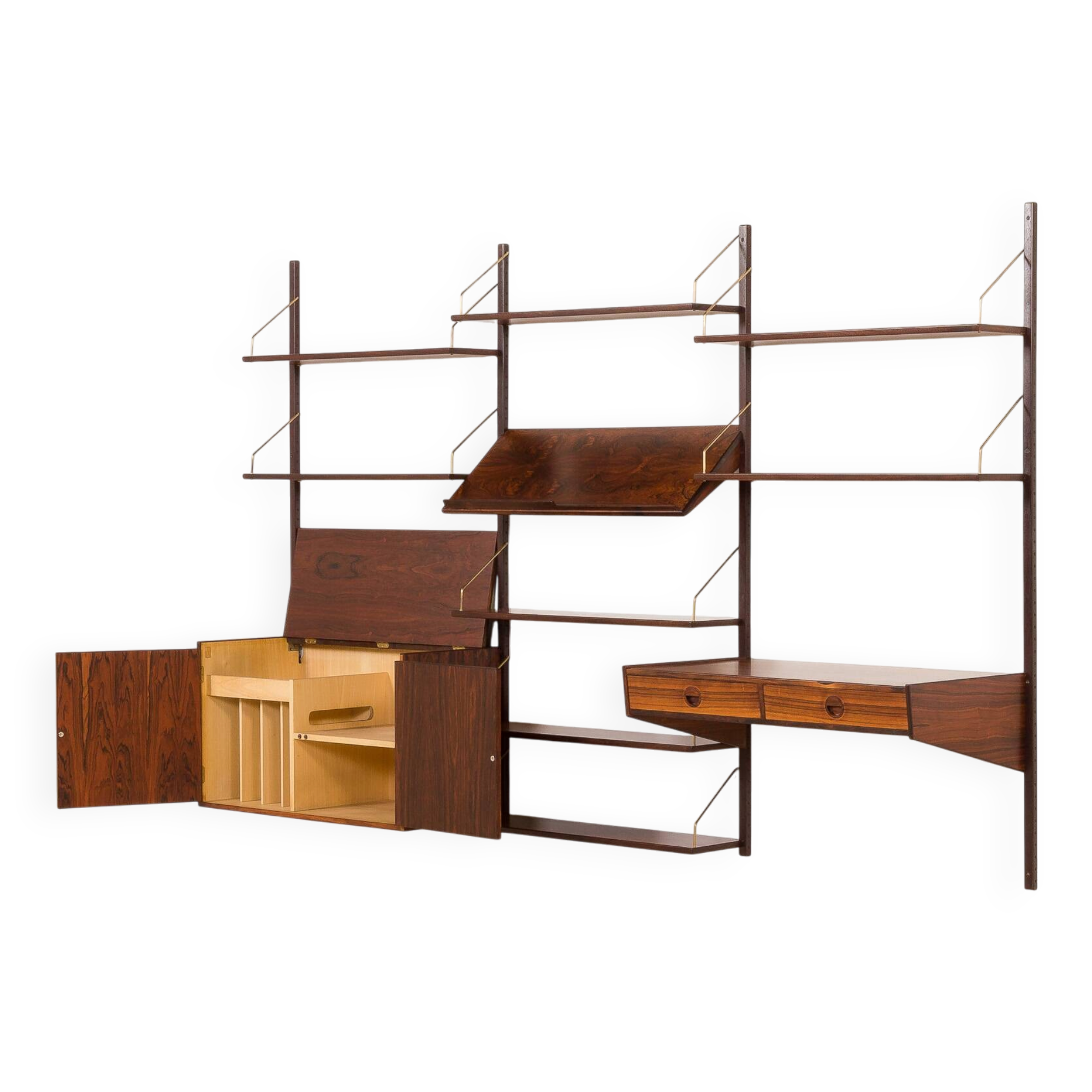 Hansen and Guldborg rosewood wall unit with a desk, Denmark 1960s