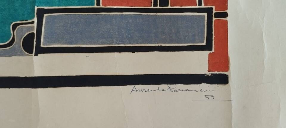 Gouache on paper signed mid-20th century boats port 1959