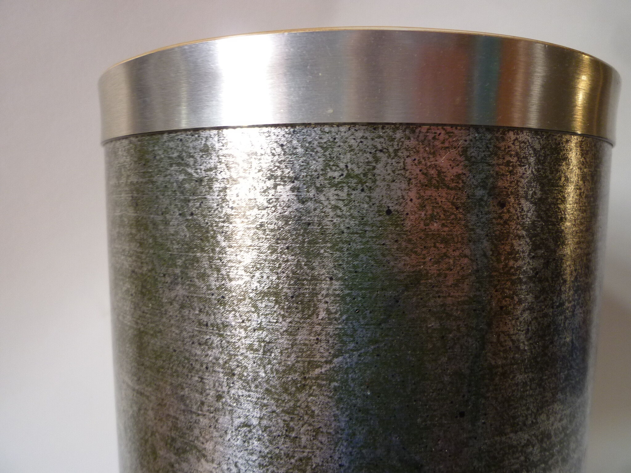 60's chrome and black ceramic table lamp