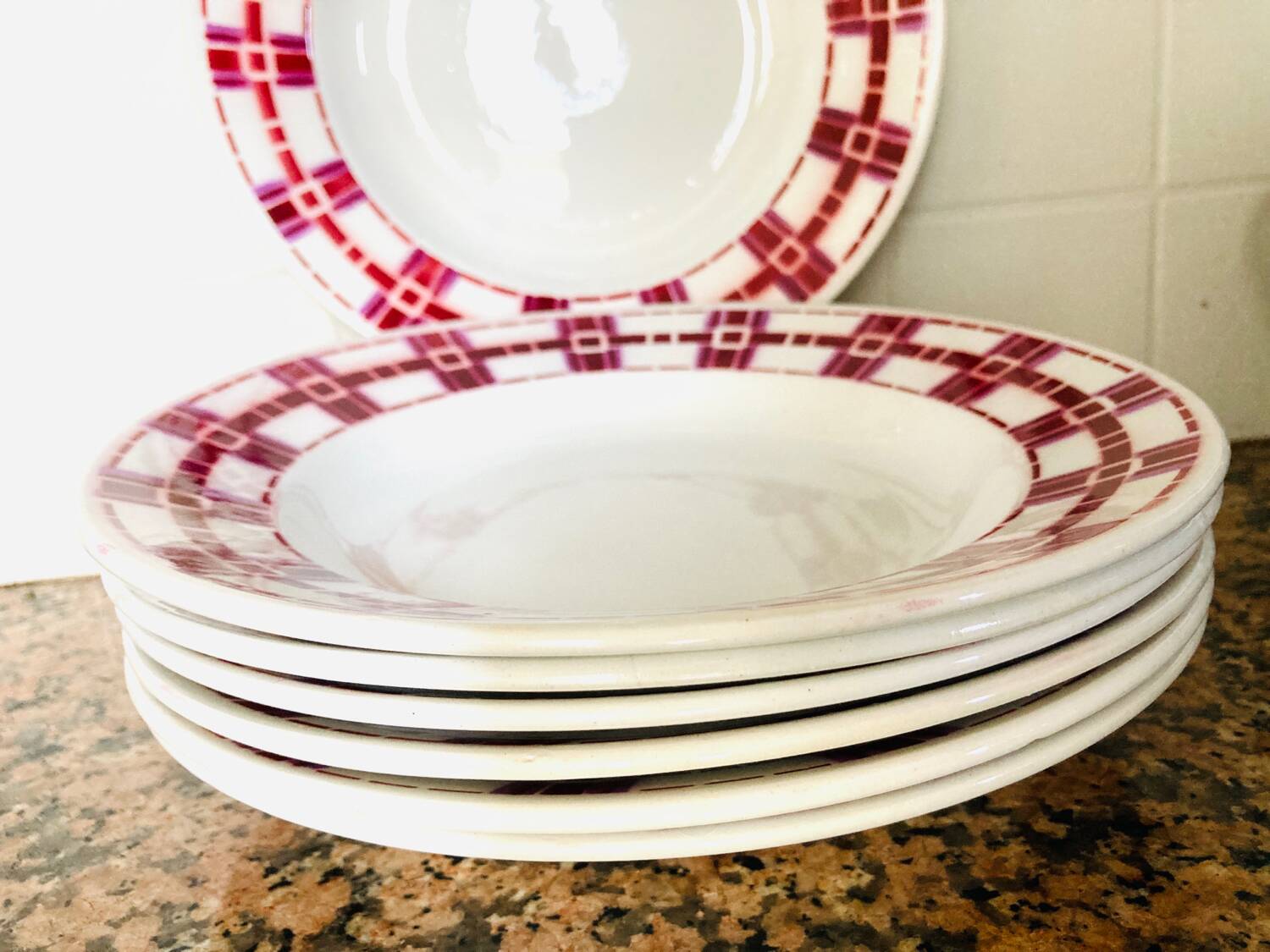 X7 assiettes creuses en faïence Stuart Moulin des loup- retro-cuisine- vintage