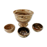 Ensemble bol et tasses en terres mélées poterie Ancel.