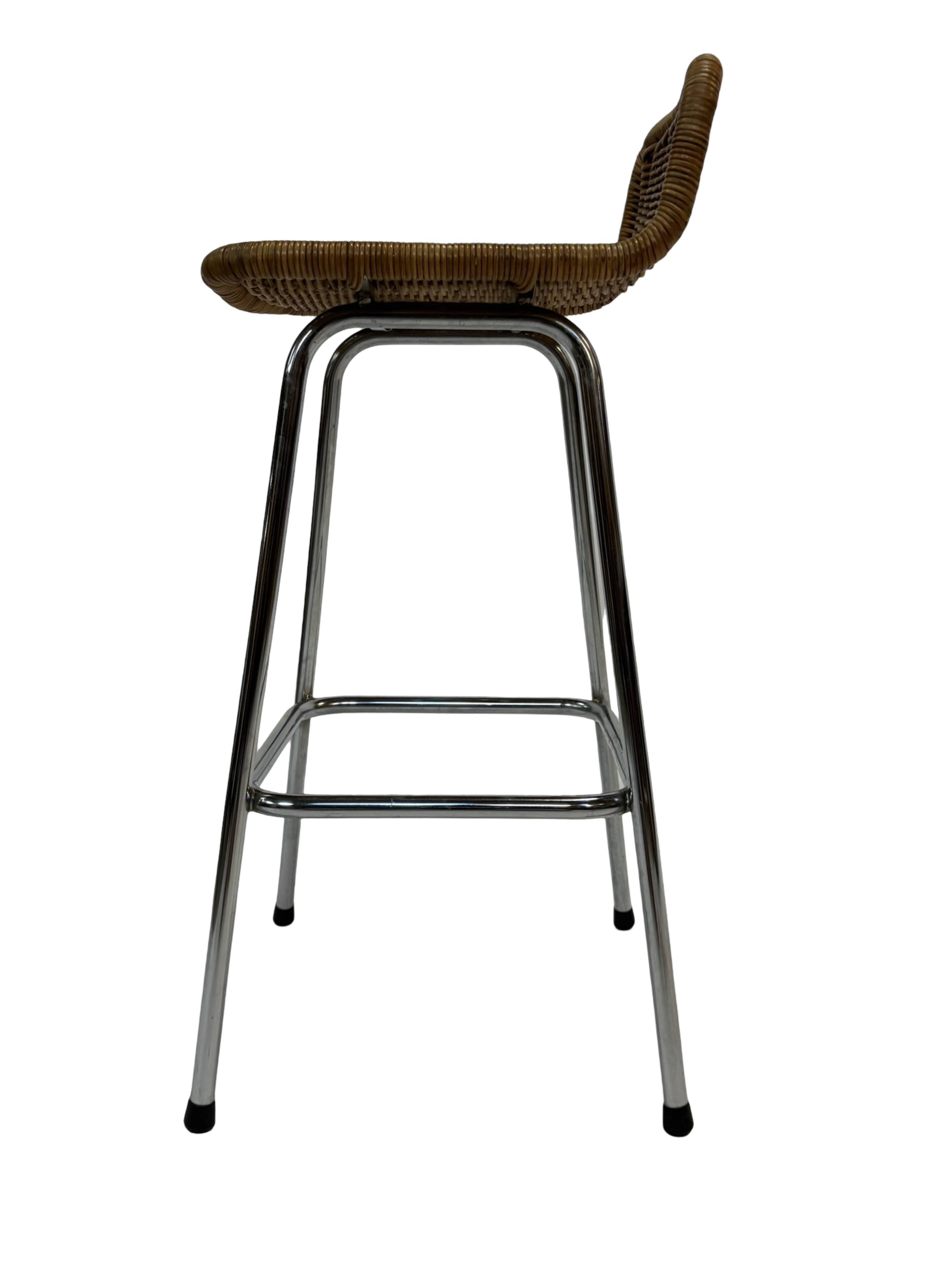 Set of 4 vintage bar stools Dirk van Sliedregt Rohe Noordwolde 1960's