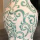 Vintage vase in glazed ceramic with carved decoration of arabesque 22.5 cm