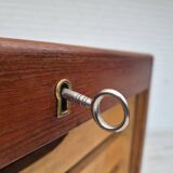 1960s, Danish office cabinet, original condition, teak wood, sliding doors, drawers inside.