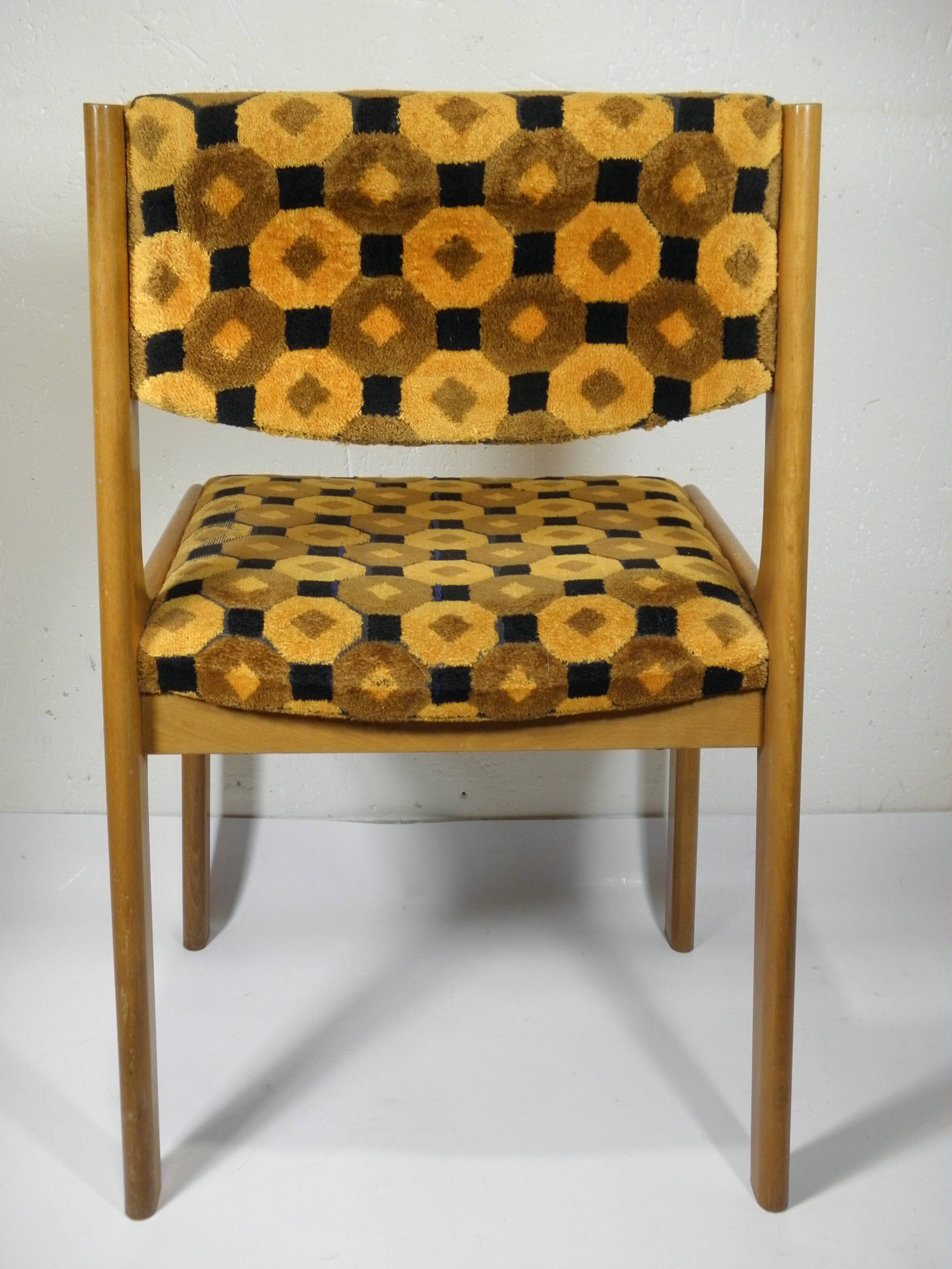 CHAISE BOIS et TISSU années 70