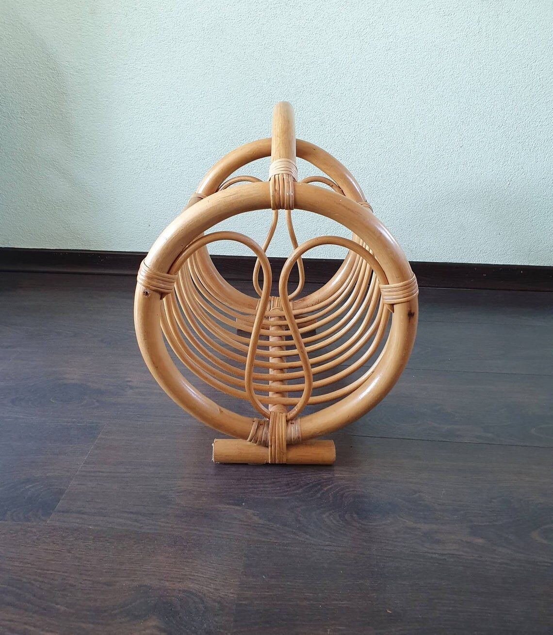 70s bamboo magazine holder