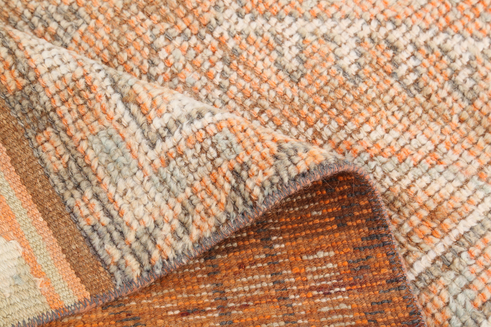 Pale orange herki runner rug 74x392cm