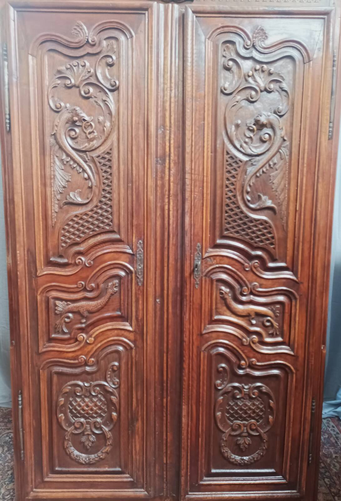 19th-century oak Renaissance wardrobe