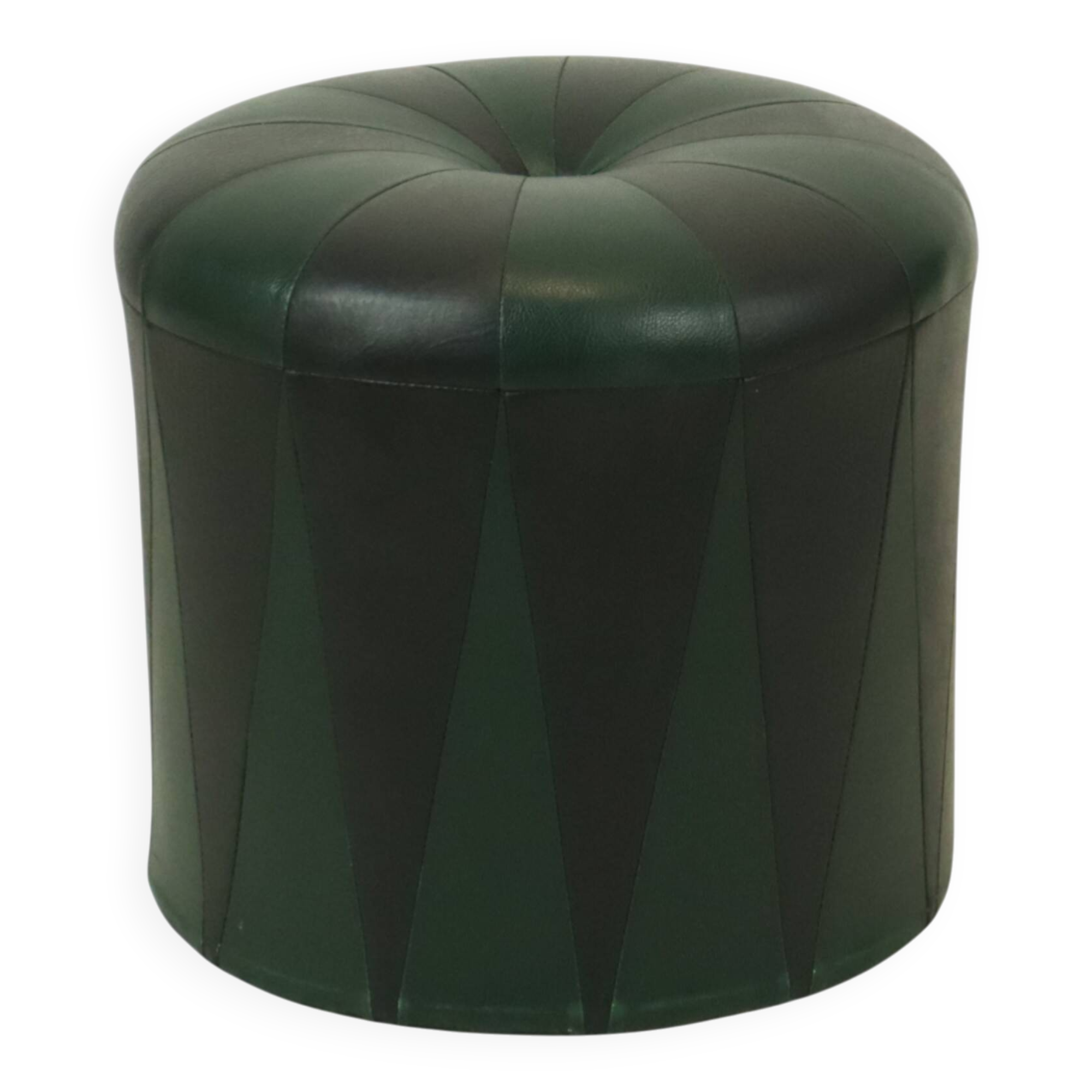 Round Vintage Green Black Pouf Two-tone Skai Sixties