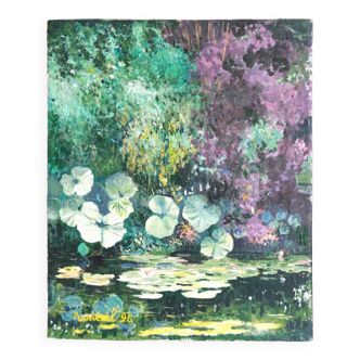 Oil and knife painting painting water lilies