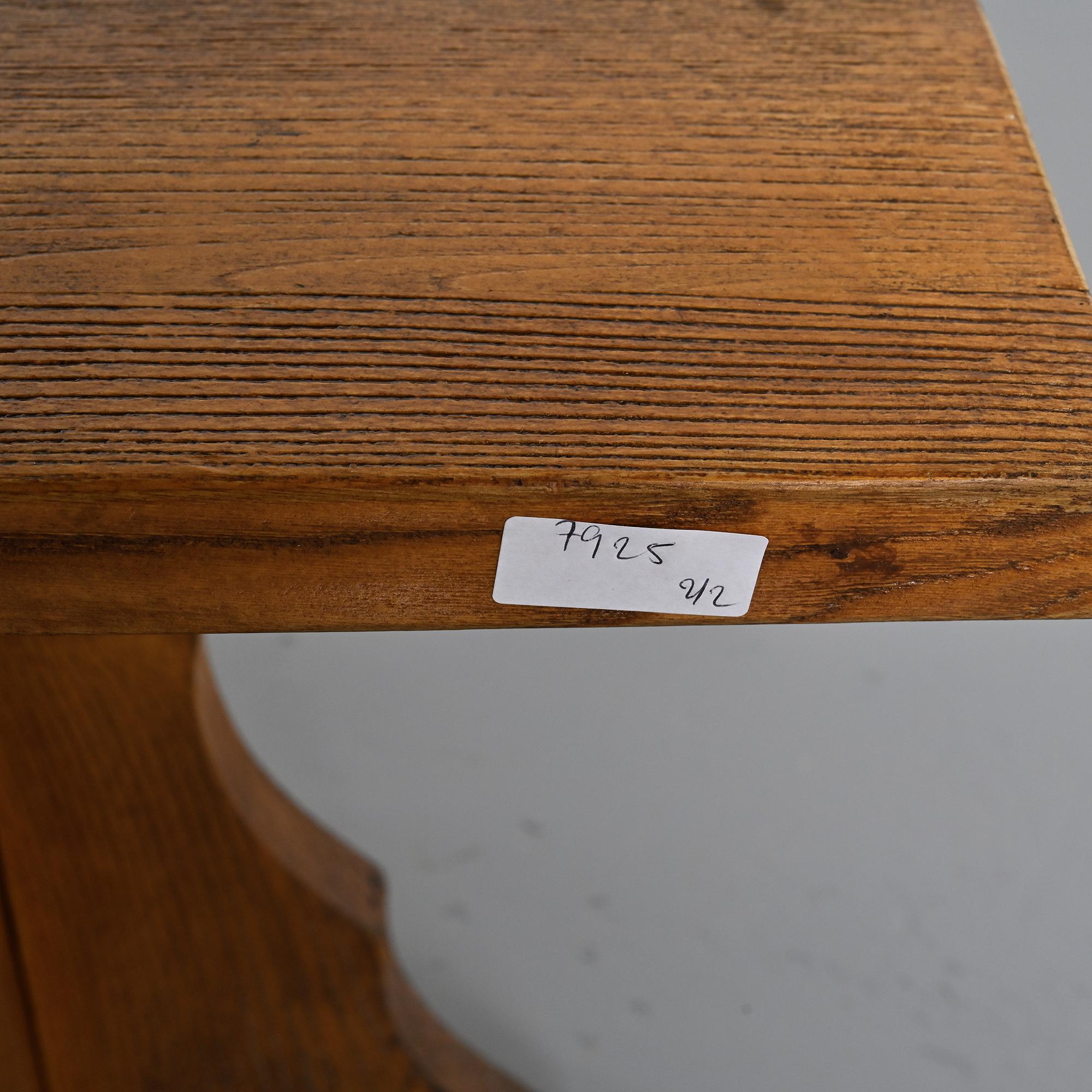 Pair of solid pine side tables, French Alps, circa 1970.