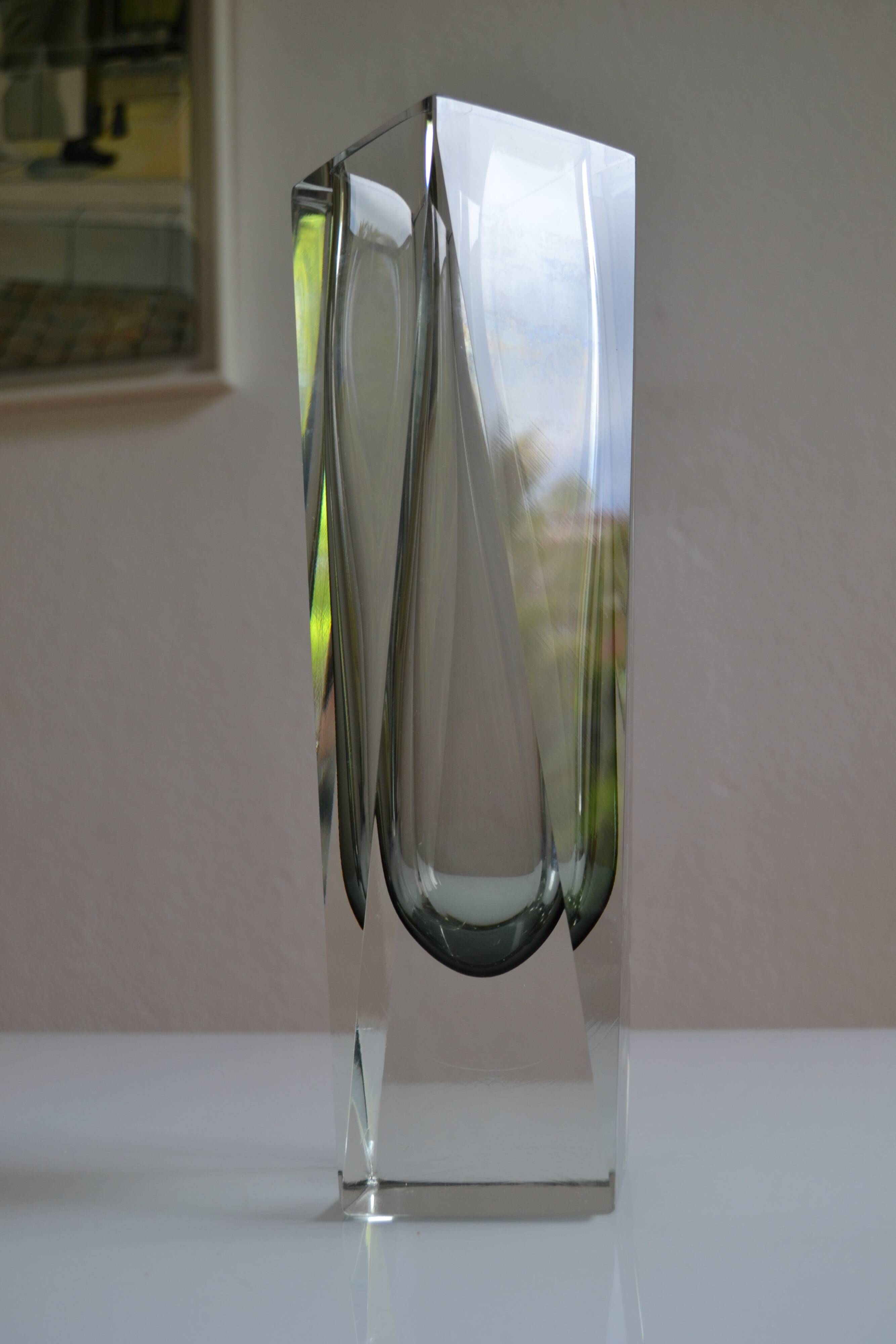 Murano Sommerso Vase Gray Blue 30 cm Vintage 1970