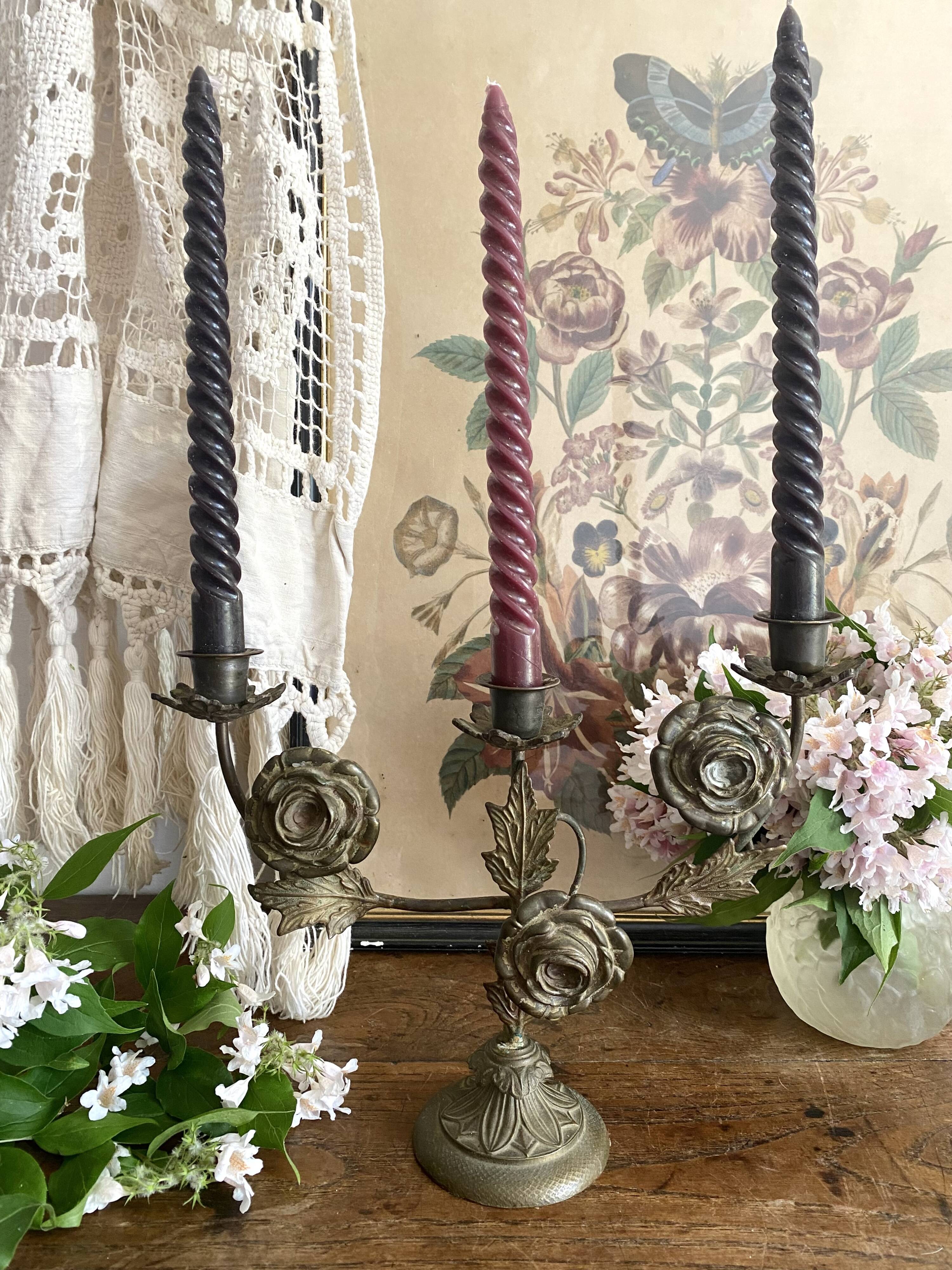 Antique 3-light 19th century candlestick