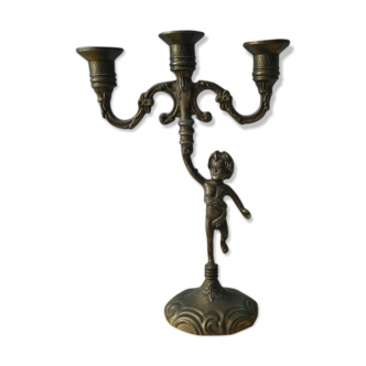Candlestick / candlestick in regulated 3 branches angel cherub
