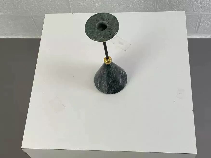Vintage candlestick in green marble and brass