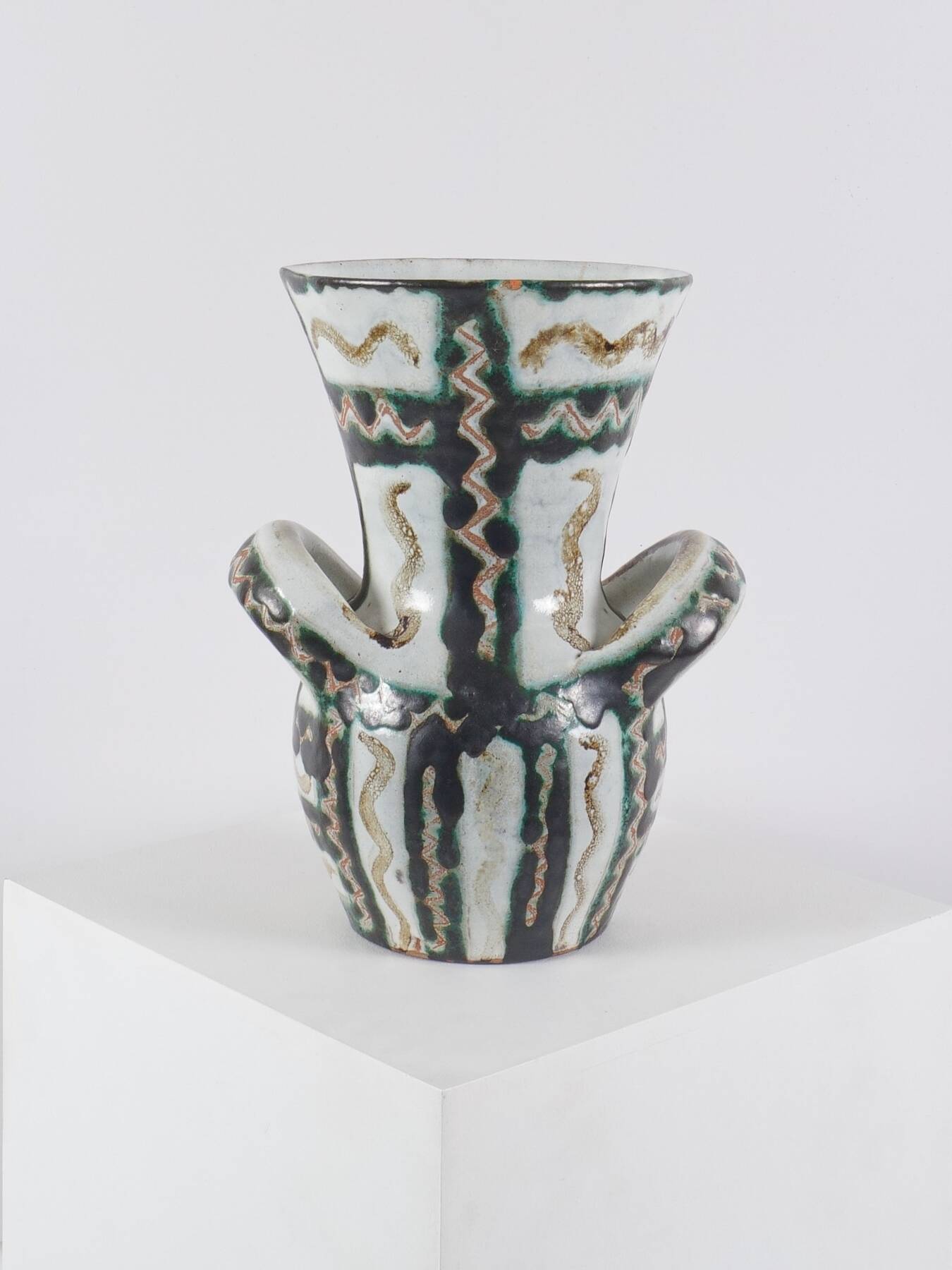 Ceramic vase with handles by Robert Picault, France, circa 1960.
