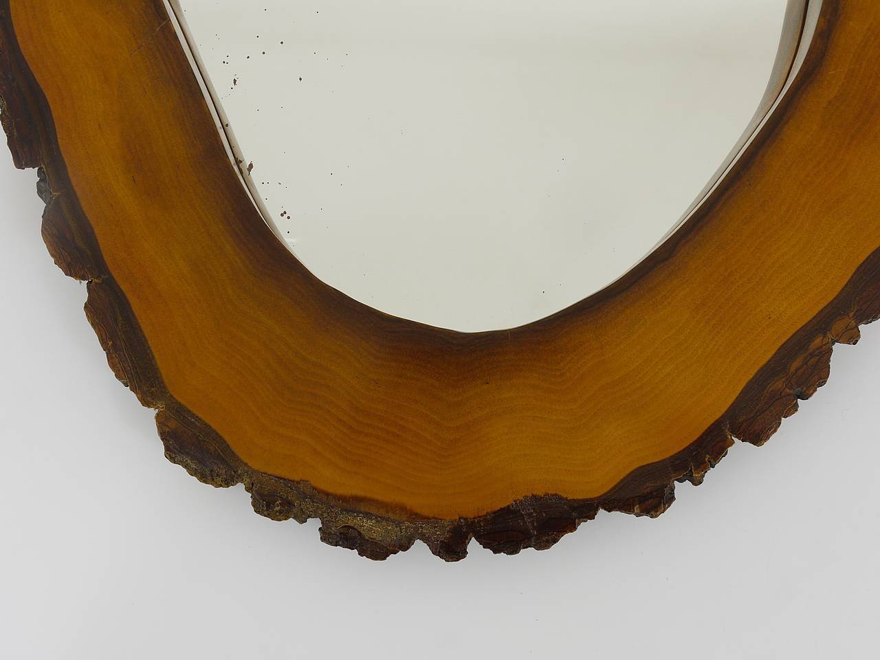 Wall mirror tree trunk in walnut, Carl Aubock modernist style, Austria, 1950s.