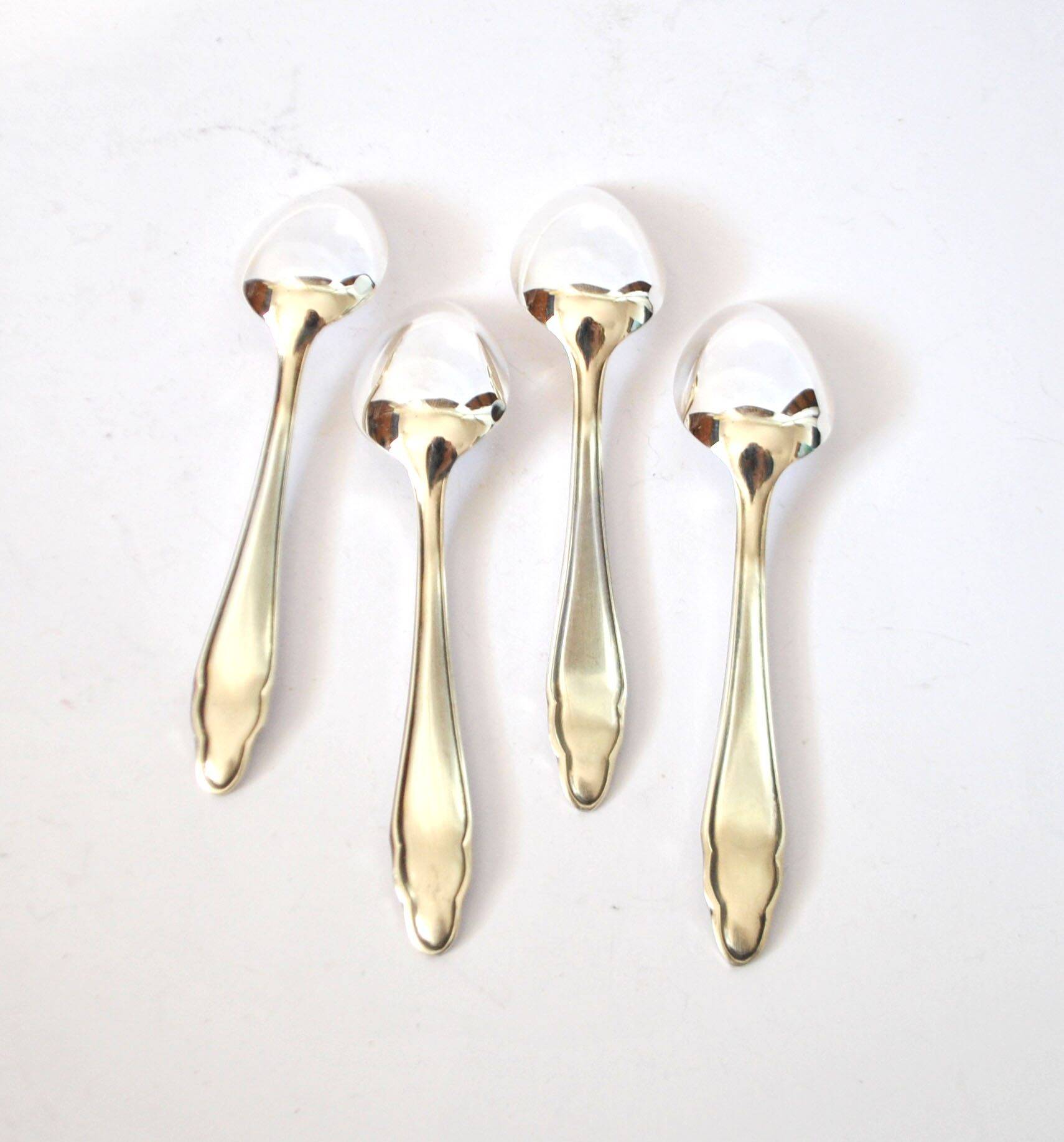 DEETJEN Set of 4 silver-plated metal coffee mocha spoons in modernist design