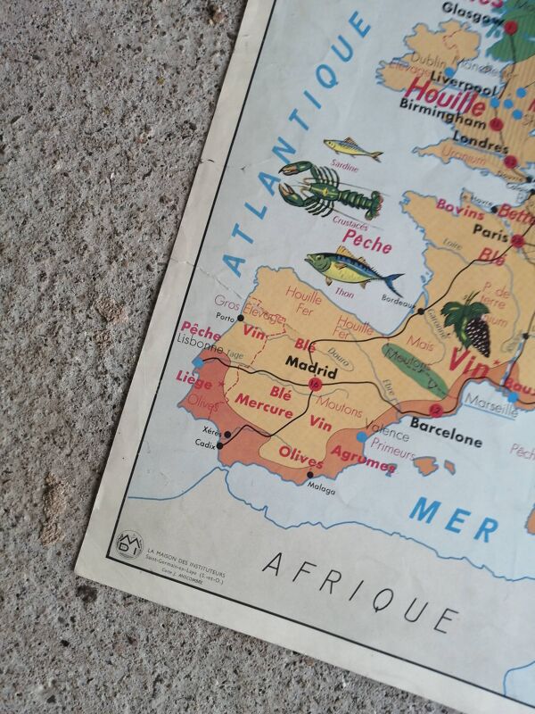 Carte scolaire vintage mdi: Afrique-Europe économique.