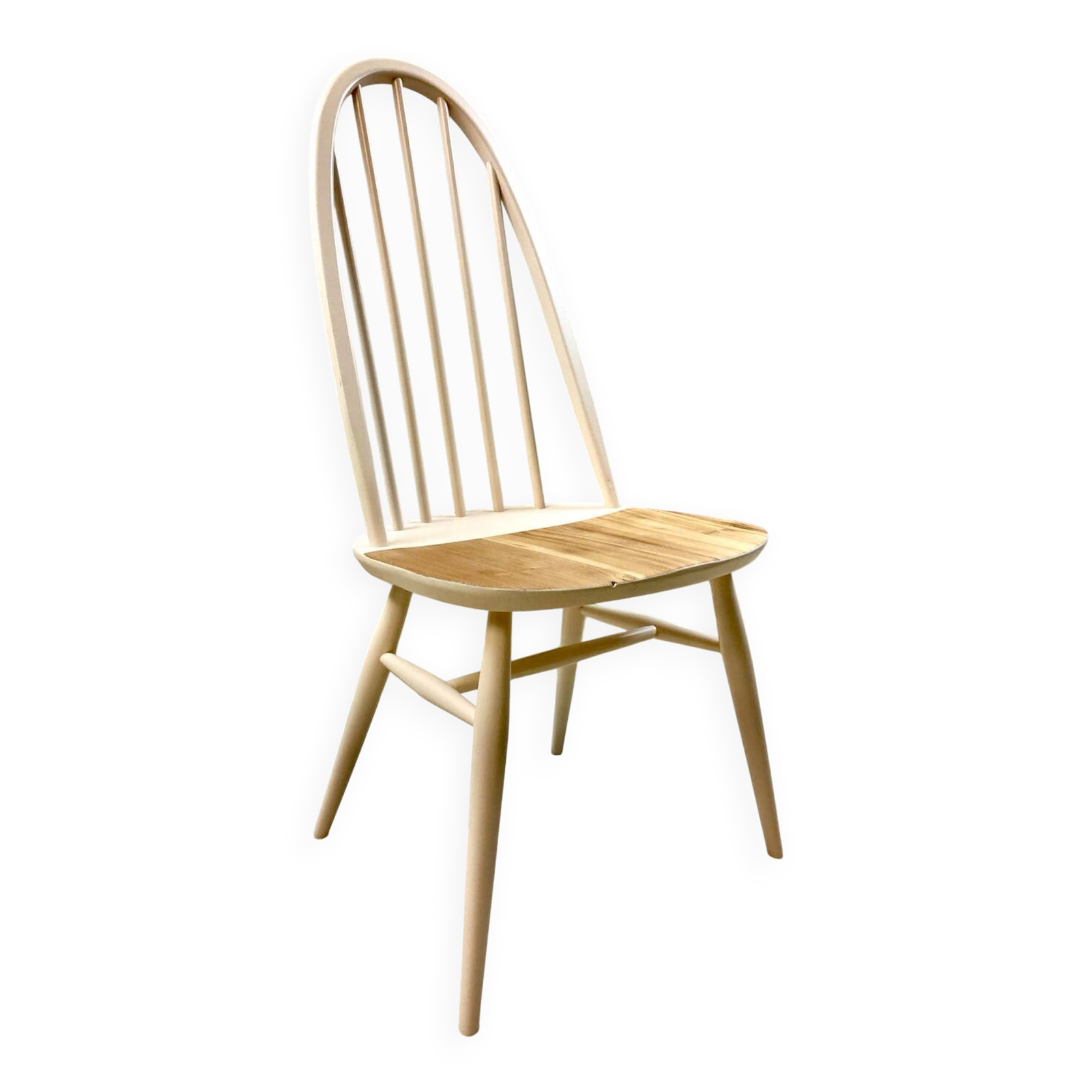 Renovated vintage Ercol Quaker chairs – cream white shade
