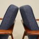 Paire de fauteuils scandinave vintage bleu marine tweed 