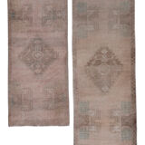 Distressed Low Pile Rug Turkish Yastik Small Rug - a Pair 49 x 127 - 47 x 103 cm