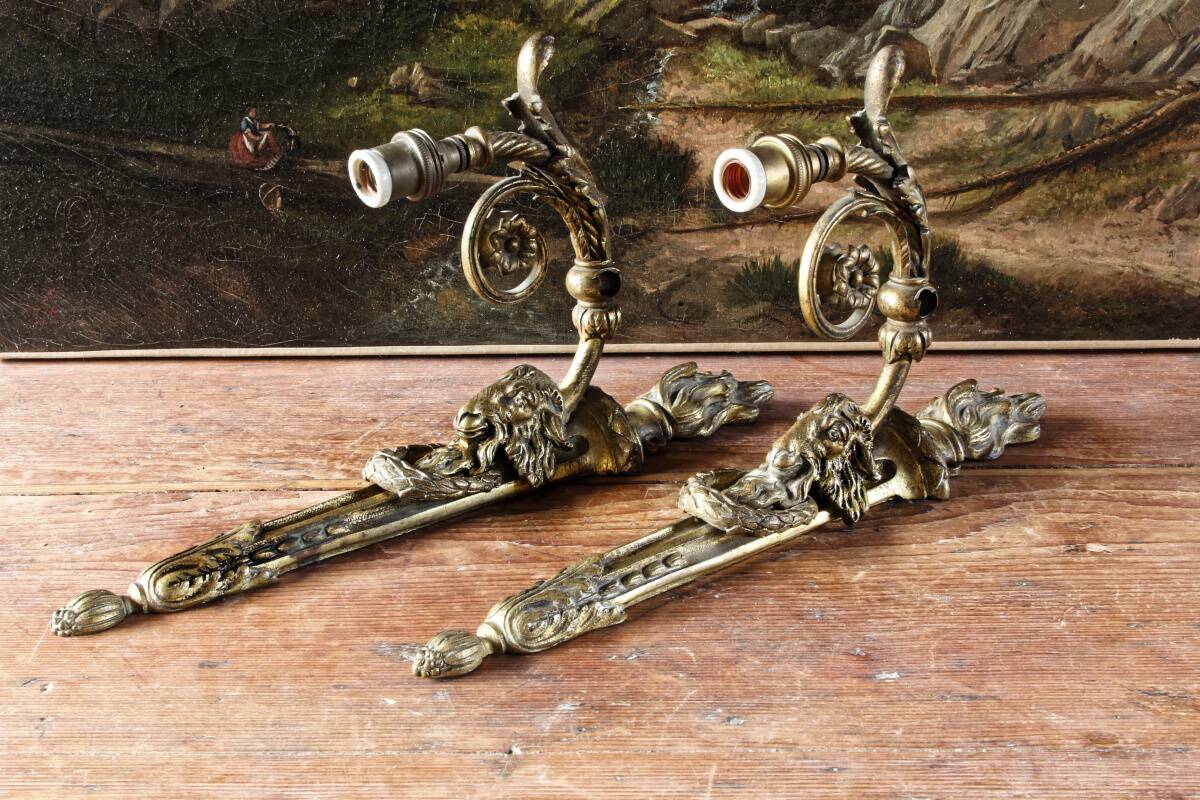 Pair of Empire style gaslight wall lights