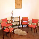 Suite of four vintage rockabilly bridge armchairs