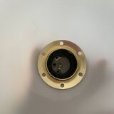 Vintage scalloped opaline glass and gold-tone metal pendant light