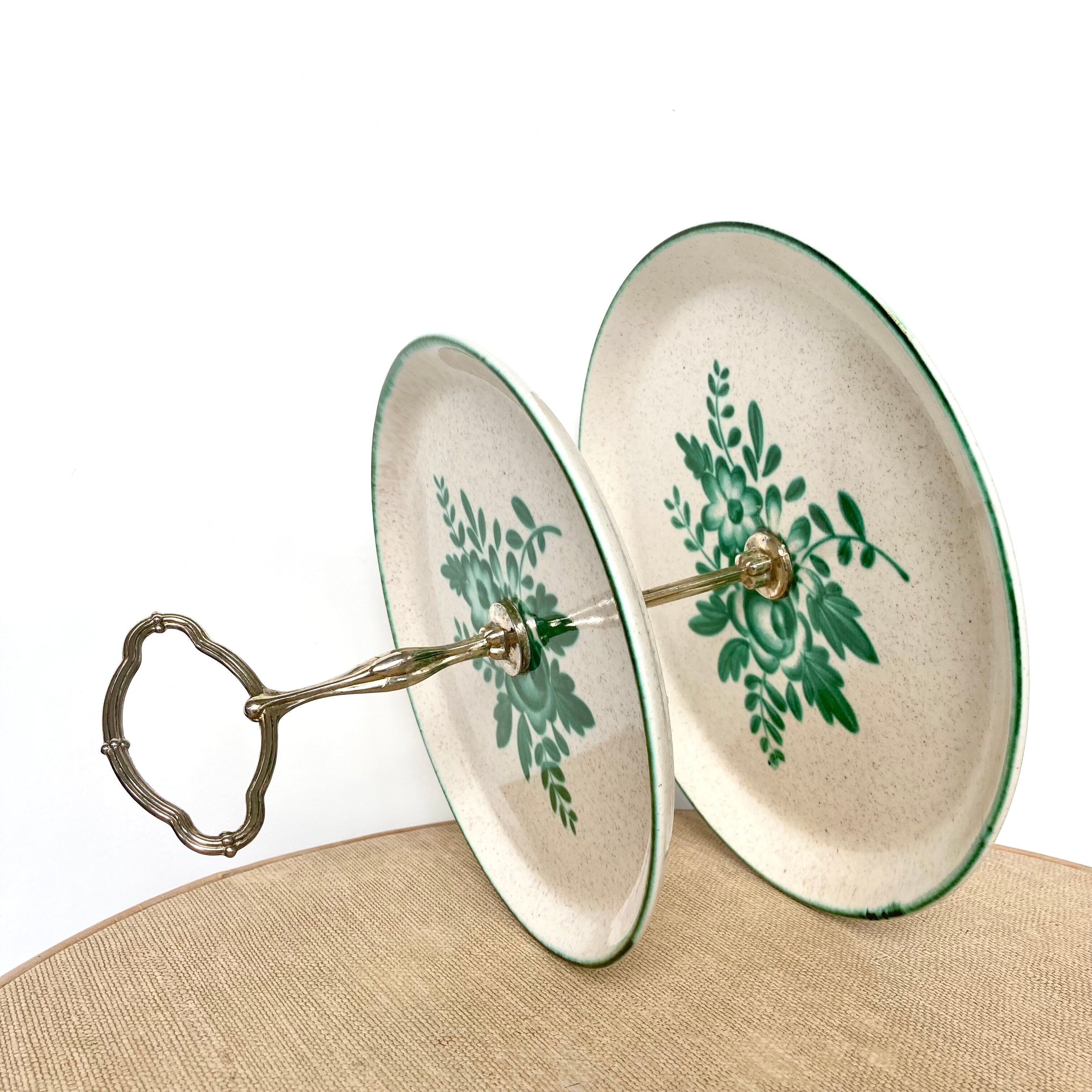 Présentoir à gâteaux serviteur céramique à fleurs