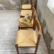 Set of 4 elm straw chairs from the 50s